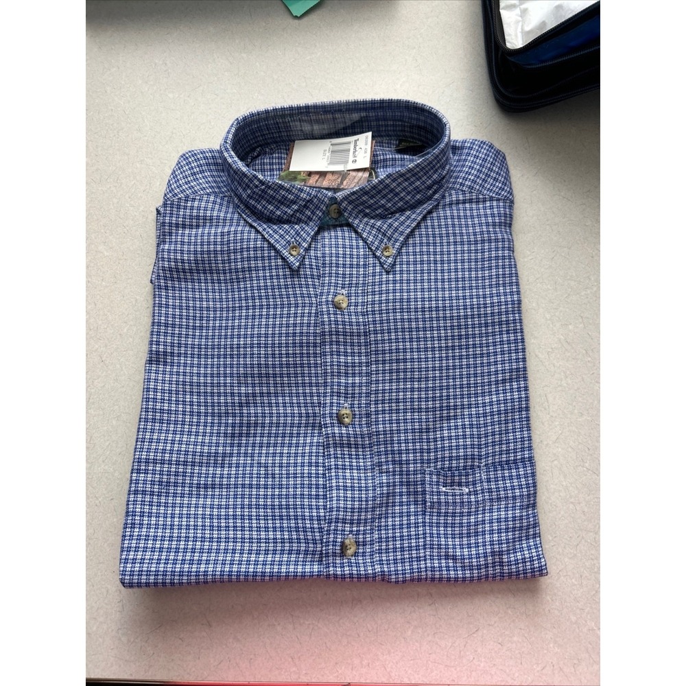 Timberland Mens Button Down Shirt Large Blue White Plaid Checkered NWT long sl